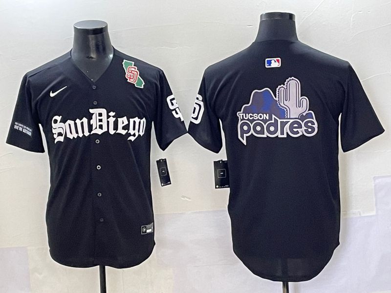 Men 2025 San Diego Padres Blank Black Five generations Joint Name Nike MLB Jersey style 18->san francisco 49ers->NFL Jersey